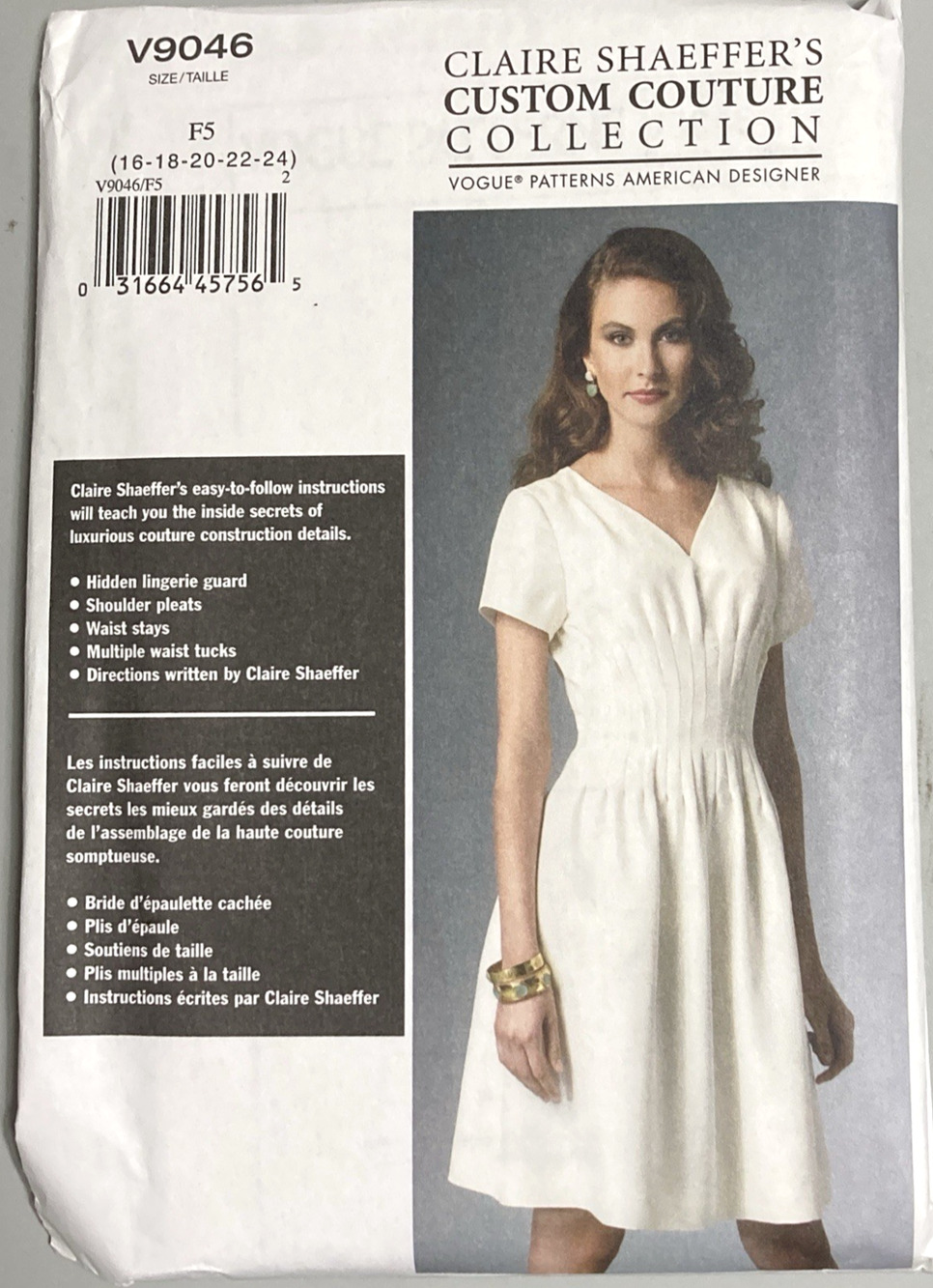 Vogue 9046 Claire Shaeffers Custom Couture Pattern Misses 16-18-20-22-24 UNCUT